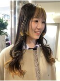 レイヤーカット/裾カラー/エンドカラー/イエロー