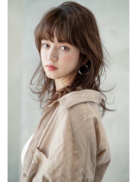 ケアリー 浦和美園(Carelly) 大人かわいい前髪セシルカットココアブラウンフリンジウェーブ