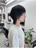 【Look at】20代30代40代マッシュウルフ アッシュブラック