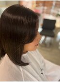 髪質改善カラー×アッシュブラウン×ミディアム