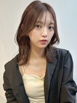 チョコレートブラウン　透明感　大人ミディ　シースルーバング