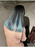 美髪ロングペールブルーカラー