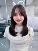 黒髪ボブルフネビージュ小顔ワンレン顔まわり韓国レイヤーカット