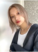 渋谷ブリーチカラータッセルボブ顔周りレイヤー切りっぱなしボブ