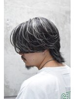 メンズオルズ 渋谷(MEN'S ALLZ) ホワイトハイライトセンターパートウルフフェザーショート