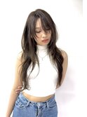 ロングレイヤー　ロングウルフ　ハイレイヤー　オリーブブラウン