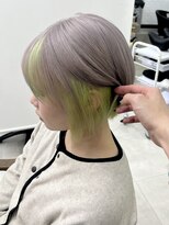ロウル 池袋(LOWRL)&nbsp;ミルクティーブロンド/ダークブルー/デジタルパーマ/池袋