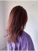 大人かわいいパープルピンクカラー/レイヤーカット