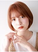 顎ラインで作るミニマムボブ/ビタミンオレンジカラーが◎