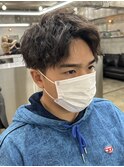 アップバング 短髪 パーマ 緩めツイスト