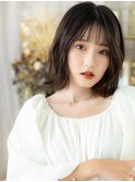 大人可愛い黒髪小顔ゆるふわボブパーマa戸田公園20代30代40代