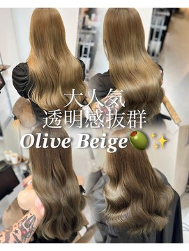 ロエ 恵比寿 代官山(ROE) オリーブベージュ　レイヤーカット　前髪　ブリーチなし　艶髪
