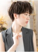 韓国マッシュショート黒髪小顔フェザーパーマc7戸頭20代30代40代