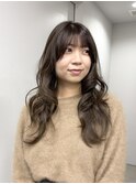 ブリーチなしオリーブグレージュレイヤーカット冬カラー20代