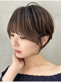 丸みショートボブ/カーテンバング/顔周りカット/■24
