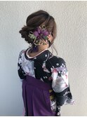 袴 トップ 波ウェーブ 大きな編み込み シニヨン ヘアアレンジ
