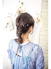 『AuraBeaute 京都』結婚式 お呼ばれヘア 編みおろしスタイル