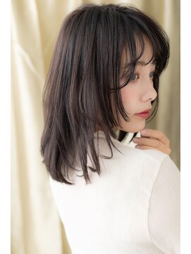 カバーヘア ブリス 北浦和(COVER HAIR bliss) 黒髪姫カット前下がりレイヤーカールセミディY北浦和30代40代