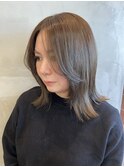顔周りレイヤーミディアムイルミナカラーボブレイヤー前髪なし