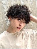 心斎橋シャドウパーマメンズマッシュウルフカット波巻きパーマ