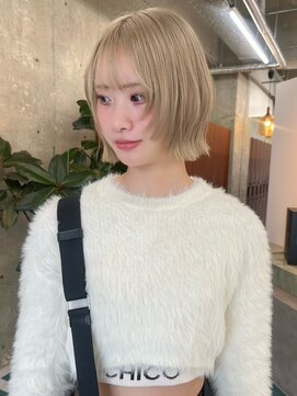 ハイトーン/ボブ/レイヤーカット/ダブルカラー/ブリーチ/栄h221