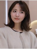 ボブルフ ネビージュ 小顔 ミディアム レイヤー ひし形