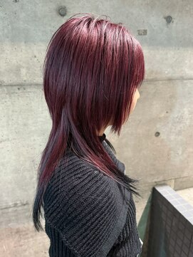 グランアージュ 池袋東口店(grandage) 前下がりウルフ/ワインレッド/エンドカラーブラック