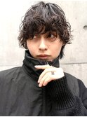 メンズショート波巻きスパイラルウルフツーブロック