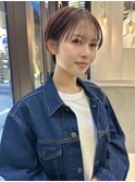 ハイライトカラー ピンクベージュ ウェーブカール ボブルフ 浦和