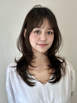 ライン(LINE) 韓国風/レイヤー/前髪カット/オリーブ/透明感/ハッシュカット