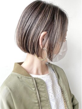 モリオフロムロンドン 原宿本店(morio from London) 【morio原宿】顎ラインボブ　ハイライトカラー　ベージュ