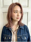 イメチェン/ピンクベージュ/ハイトーン/ハイブリーチ/顔周り