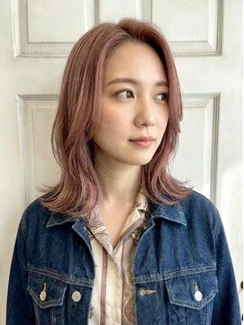 アロマヘアルーム 横浜店(AROMA hair room) イメチェン/ピンクベージュ/ハイトーン/ハイブリーチ/顔周り