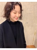 ボブパーマ/黒髪パーマ/切りっぱなしボブ/ショートボブ