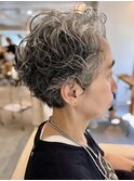 本八幡×ショートパーマ×簡単スタイリング×グレイカラー