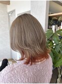 ミルクティーベージュ　オレンジインナーカラー
