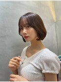 くびれヘア/アプリコットオレンジ/レイヤー/ショートボブ/韓国