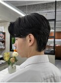 メンズセンターパートニュアンスパーマアップバング