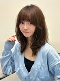 横浜髪質改善ミディアム韓国レイヤーハッシュカットくびれヘア
