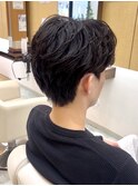 フェザーパーマ　センターパート