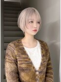 xカット//ホワイトグレージュ/レイヤーカット/チェリーブラウン