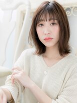 大波純一美容室パーティハン&nbsp;モカブラウンミストバング髪質改善外ハネロブa小山20代30代40代