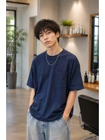 MEN's Baguz MEN'Sカット/ MEN'Sパーマ/ MEN'Sカラー 無造作スパイラルパーマ韓国風マッシュ束感メンズ