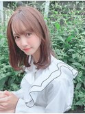王道内巻きセミロングスタイル