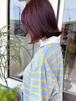 ヘアー アトリエ アンジー(Hair Atelier Angee)&nbsp;ボルドーカラーの切りっぱなしボブ