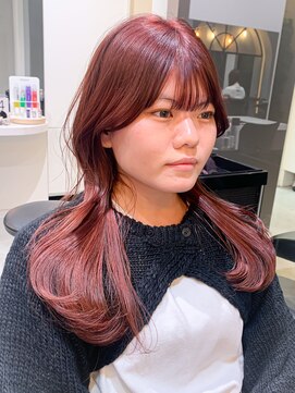 ロンドエニカ 大宮(Lond enika) 暖色ピンクブラウンレッドカラーレイヤーロング[大宮]