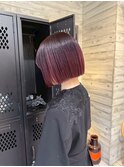 レッドカラーボルドーカラーワインレッド暖色カラー赤髪ミニボブ