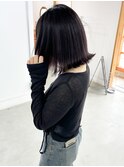 切りっぱなしボブ×ワインレッド◯