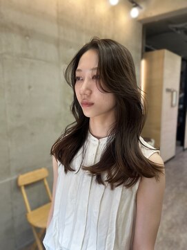 ソルトウォーター(SALT WATER) オリーブベージュ/カーテンバング/毛先ブリーチあり/恵比寿