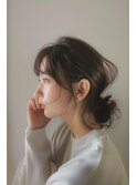 顔まわりレイヤーお団子アレンジ